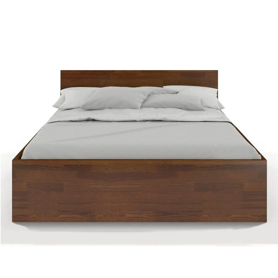Lit coffre bois pin coloris noyer collection Letto