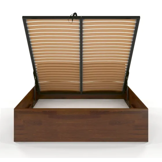 Lit coffre bois pin avec sommier relevable collection Letto