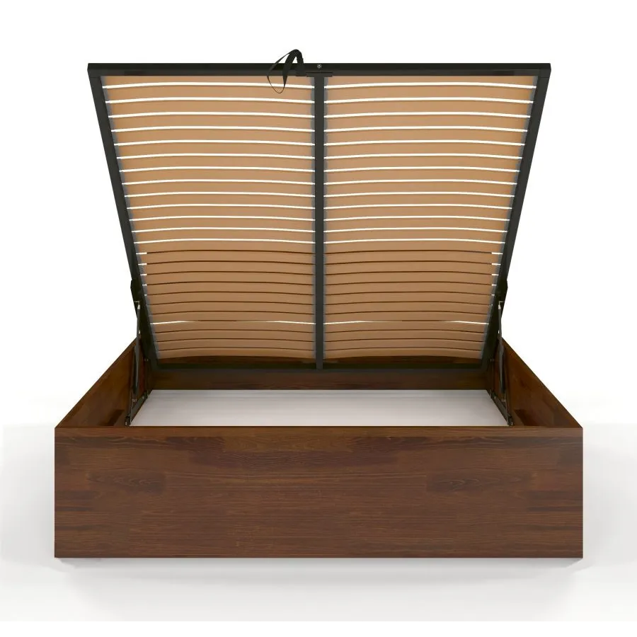 Lit coffre bois pin avec sommier relevable collection Letto
