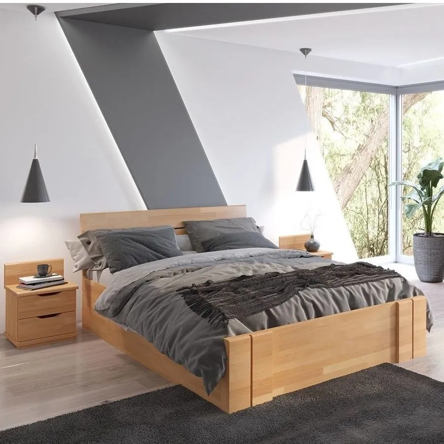 Lit coffre bois moderne gain de place Largo