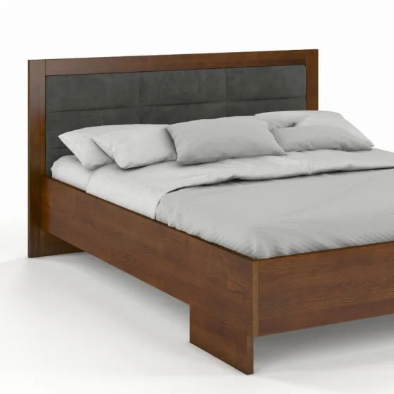 Lit coffre 160x200 bois noyer et tissu collection NEY