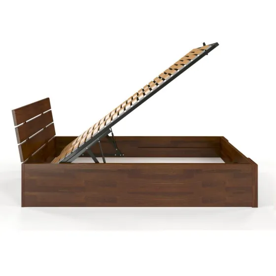 Lit coffre bois noyer sommier relevable collection Largo