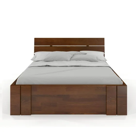 Lit coffre bois noyer chambre adulte collection Largo