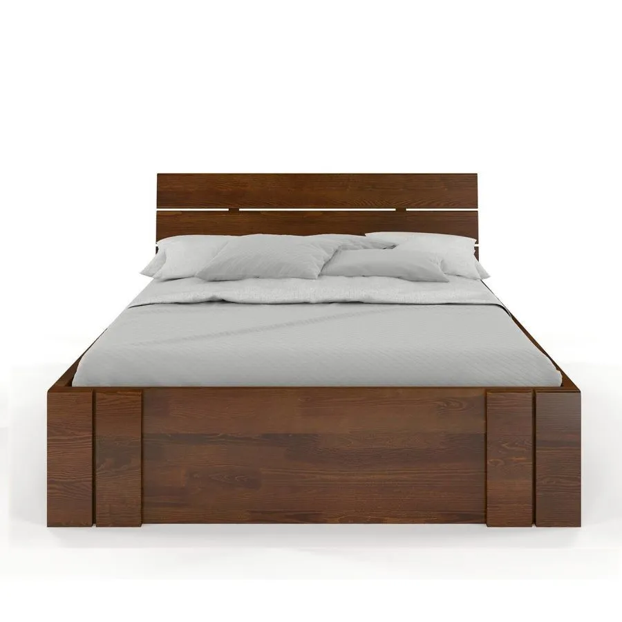 Lit coffre bois noyer chambre adulte collection Largo