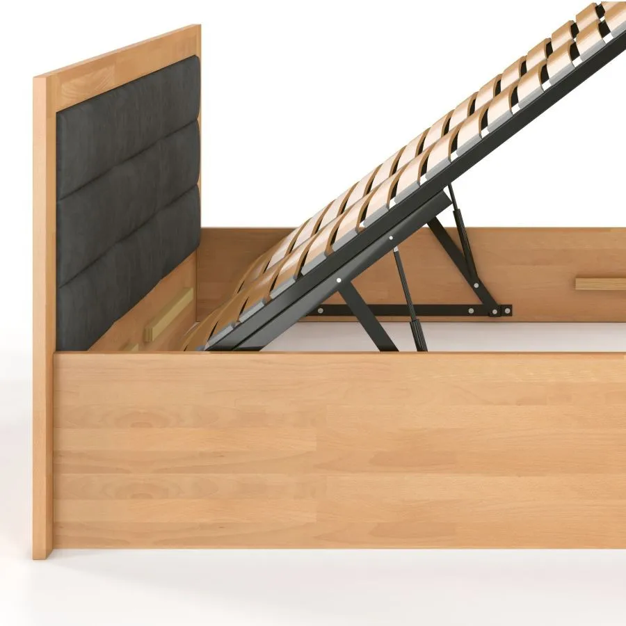 Lit coffre bois tête de lit design collection ARUNA