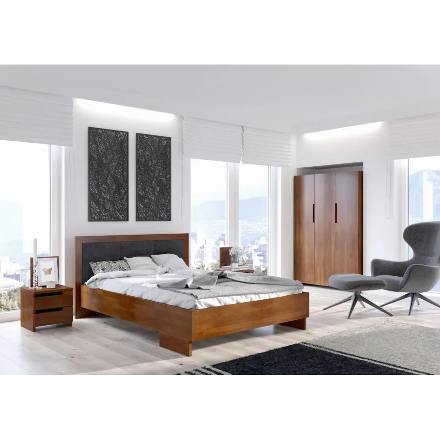 Lit coffre 160x200 bois chambre adulte collection NEY