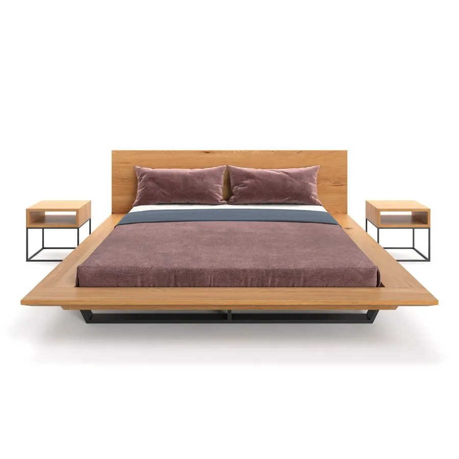 Lit design bois avec chevets collection LUNA