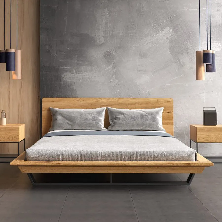 Lit design en bois naturel collection LUNA SLIM