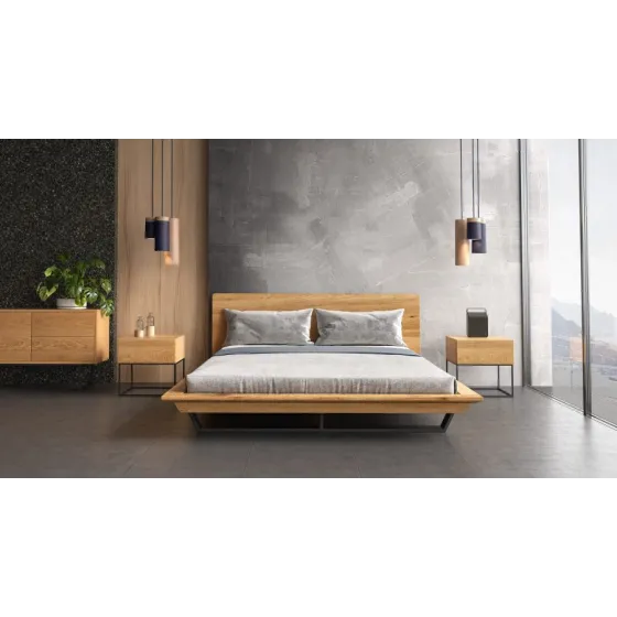 Lit adulte design bois collection LUNA SLIM
