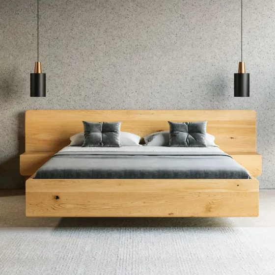 Lit bois design exclusif avec chevets collection Burlington