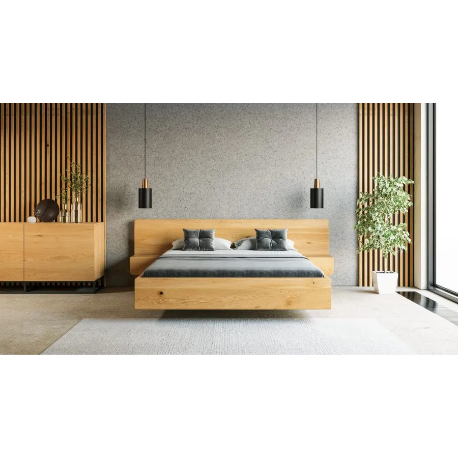 Lit design bois avec chevets et tête de lit design collection Burlington