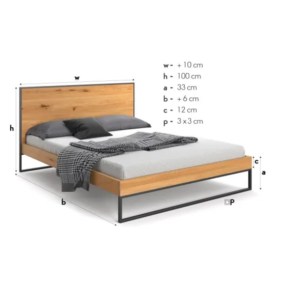 Lit double 180x200 chêne massif collection Mill