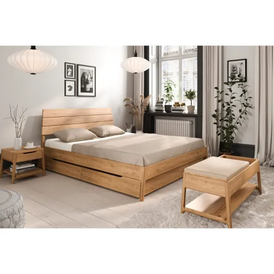 Lit tiroir bois chene massif collection TWIST