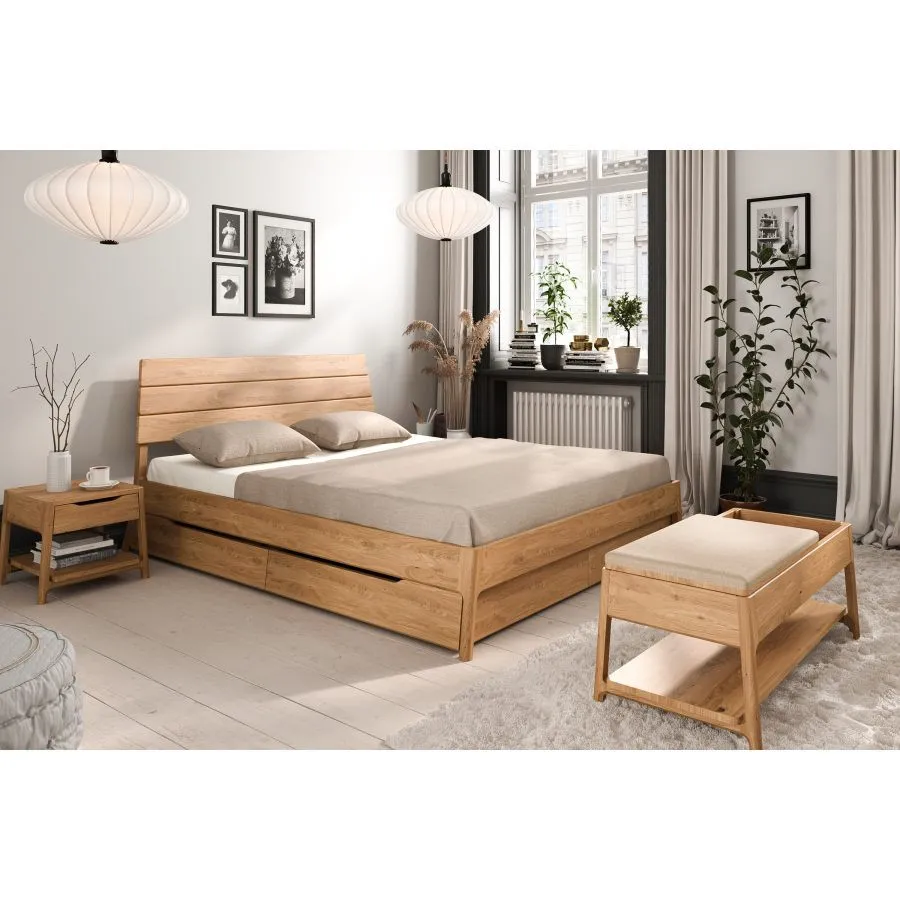 Lit tiroir bois chene massif collection TWIST