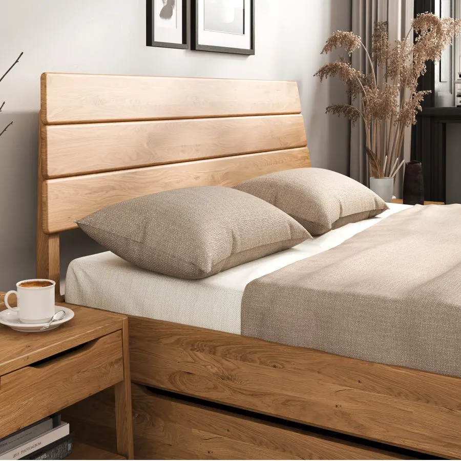 Lit tiroir bois massif avec tete de lit en bois collection TWIST