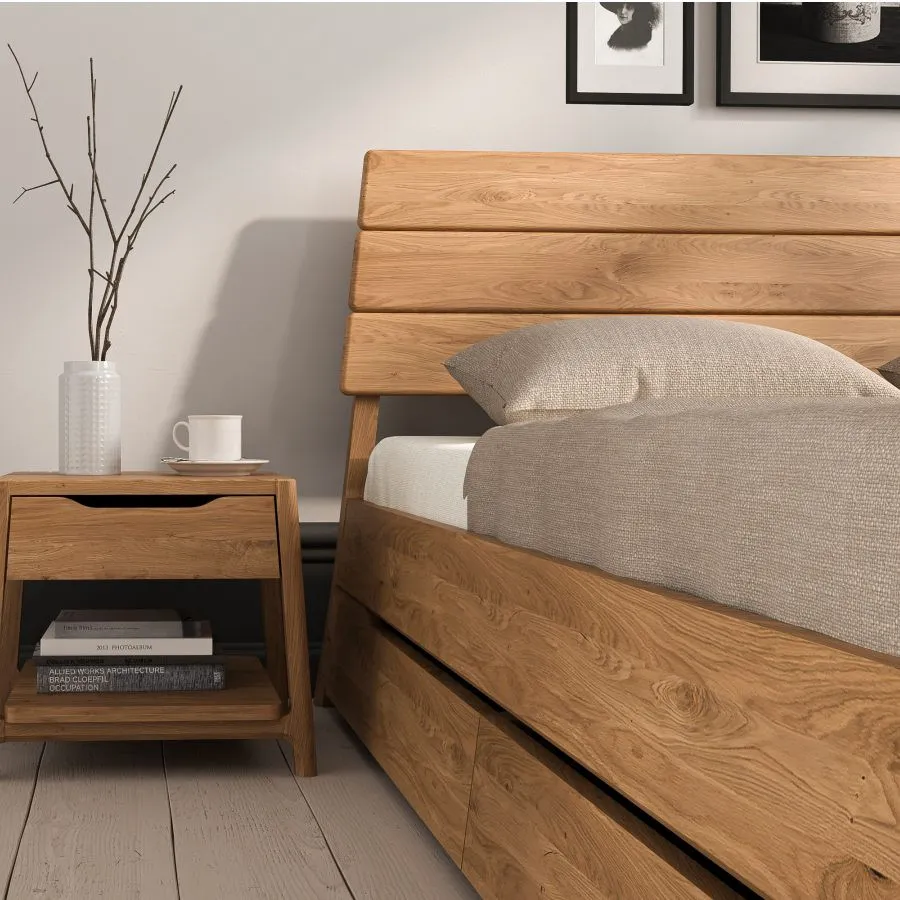 Lit tiroir bois massif avec chevet collection TWIST
