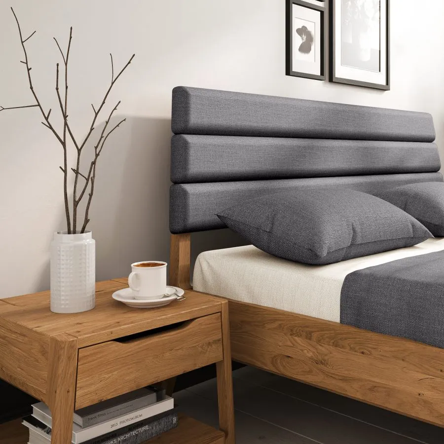 Lit bois tiroir tête de lit matelassée collection TWIST