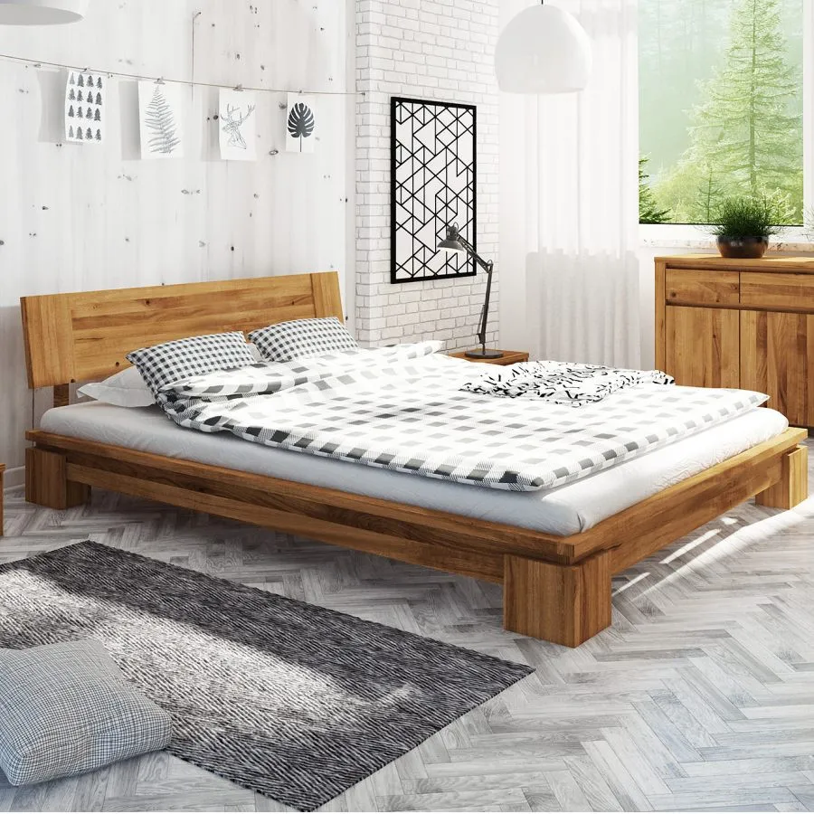Lit 140x190 chene massif bas collection Milano