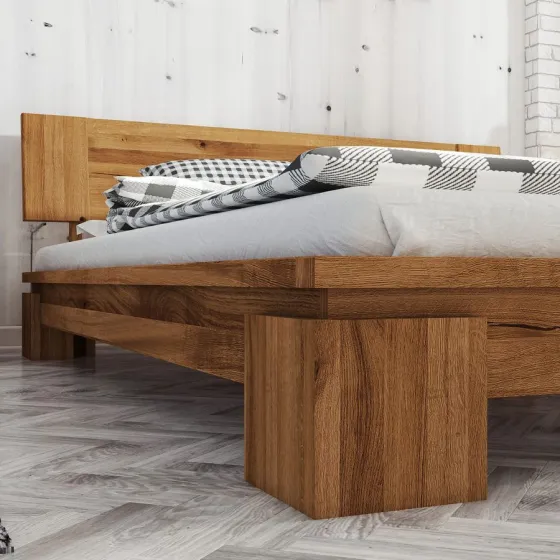 Lit 160x200 chene massif bas collection Milano