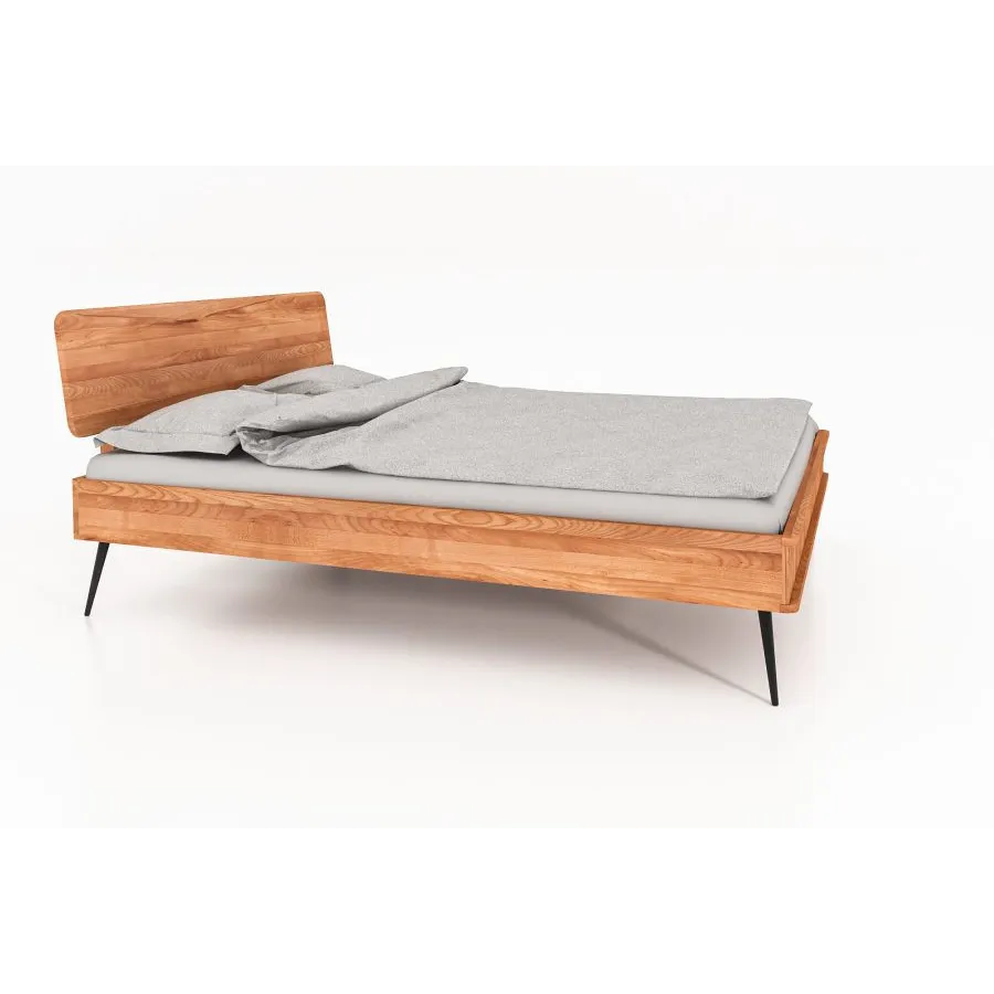 Lit en bois pieds de lit métal noir collection Linéa