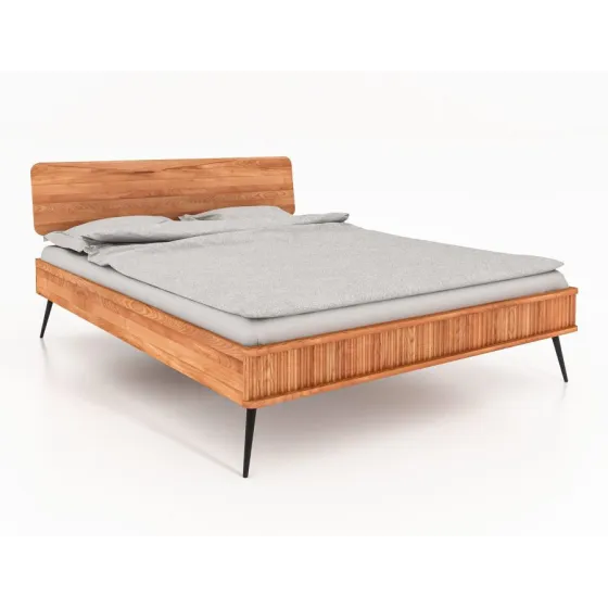 Lit en bois pieds métal noir collection Linéa