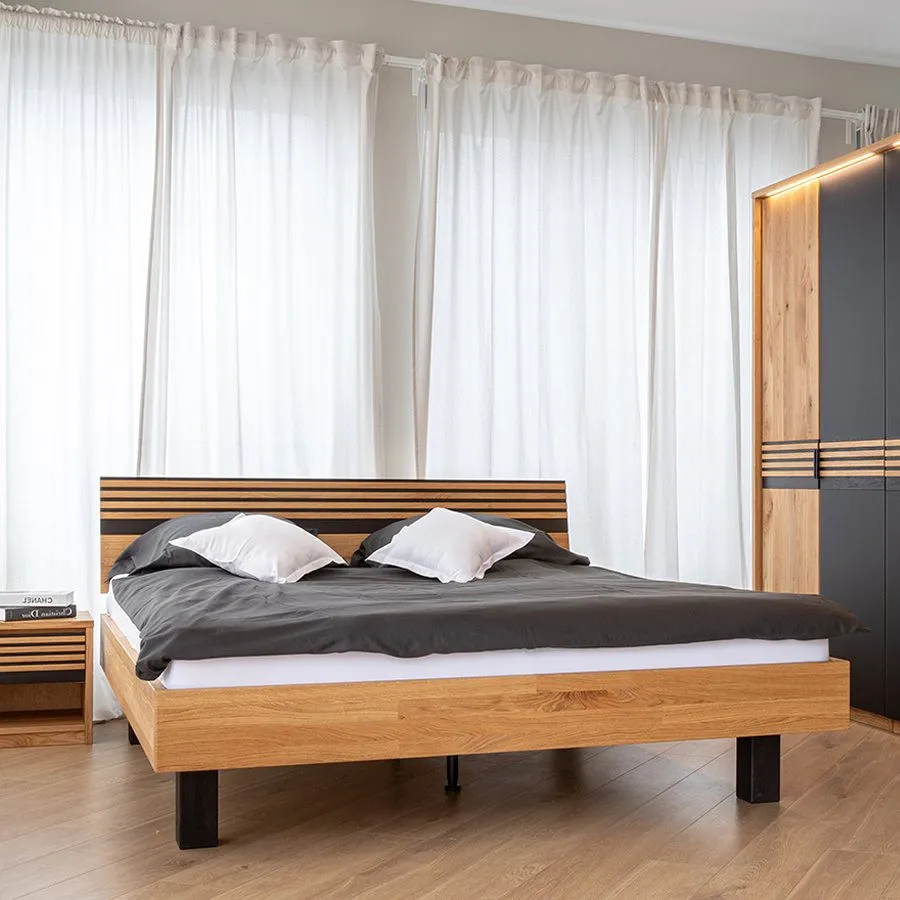 Lit adulte en  bois massif moderne collection Rivaro