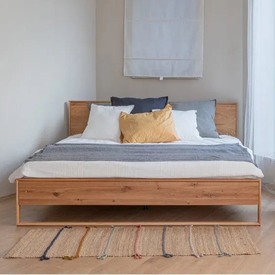 Lit bois massif chêne naturel collection Sienna