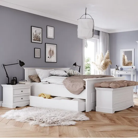 Lit adulte avec tiroir blanc collection Ancona