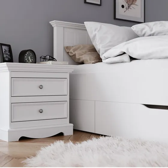 Lit avec tiroir en bois blanc collection Ancona