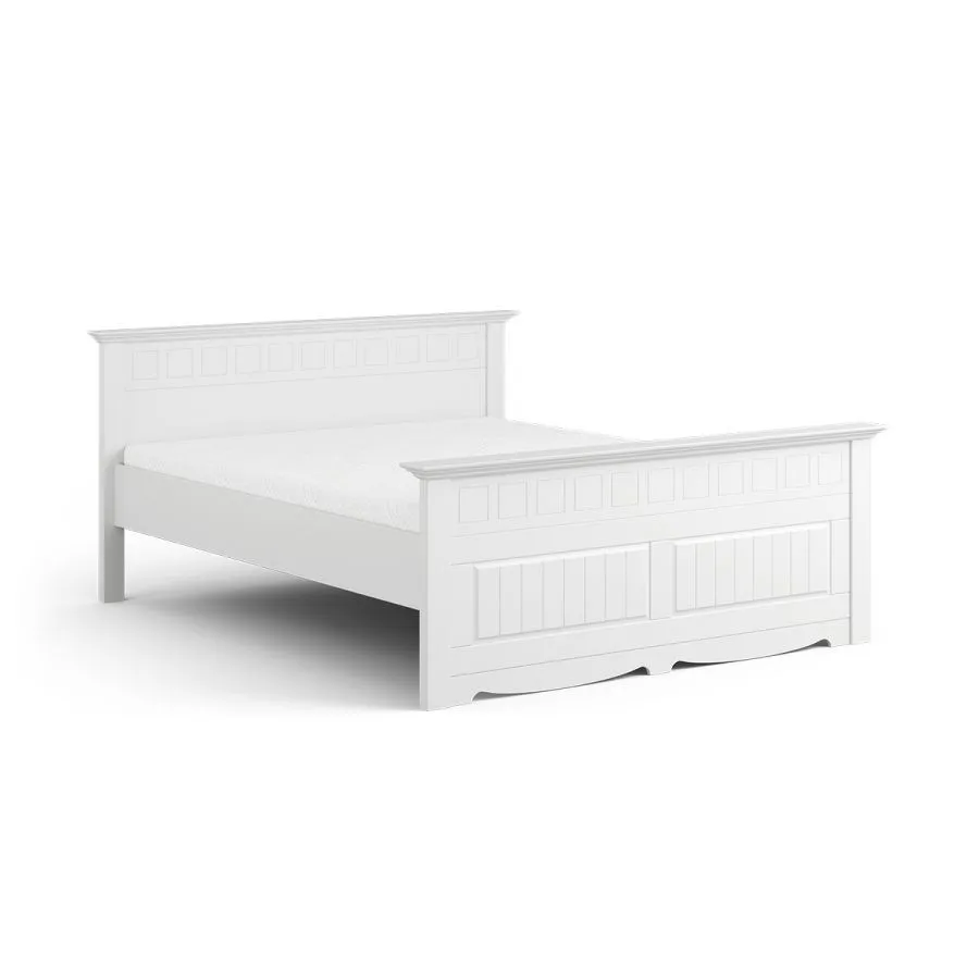 Lit bois massif coloris blanc collection Ancona