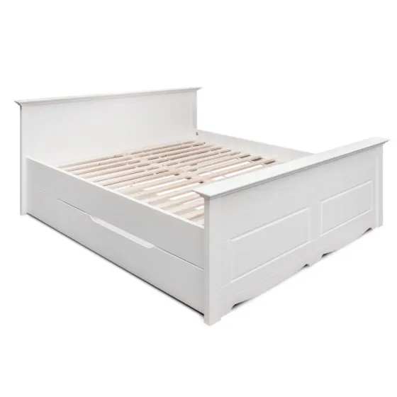Lit avec tiroir bois blanc collection Ancona