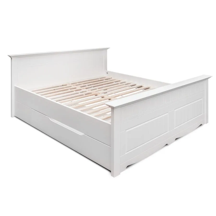 Lit avec tiroir bois blanc collection Ancona