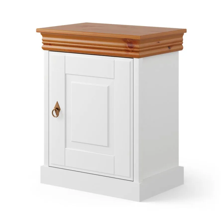 Table de chevet bois blanc et miel collection Toscana