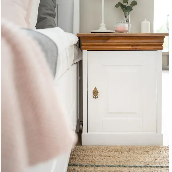 Table de chevet blanc avec une porte collection Toscana