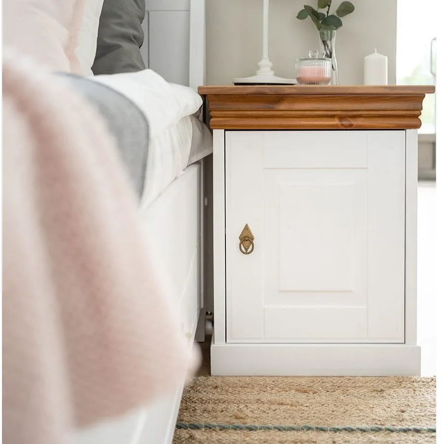 Table de chevet blanc avec une porte collection Toscana