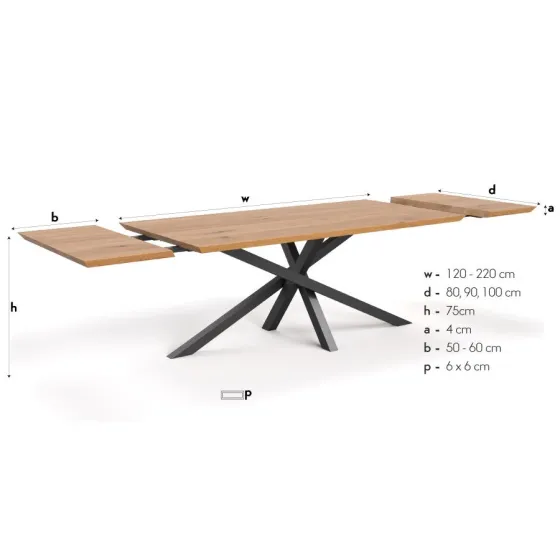 Table de repas en bois métal extensible RAY