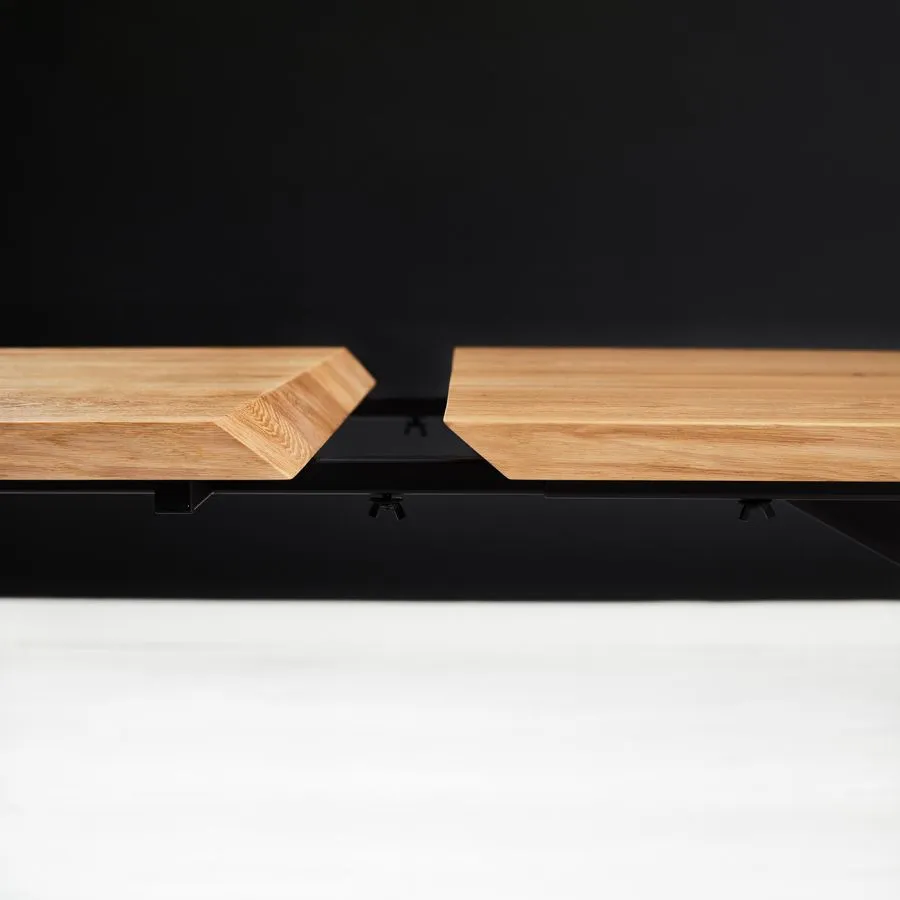 Table bois métal extensible avec deux rallonges collection RAY
