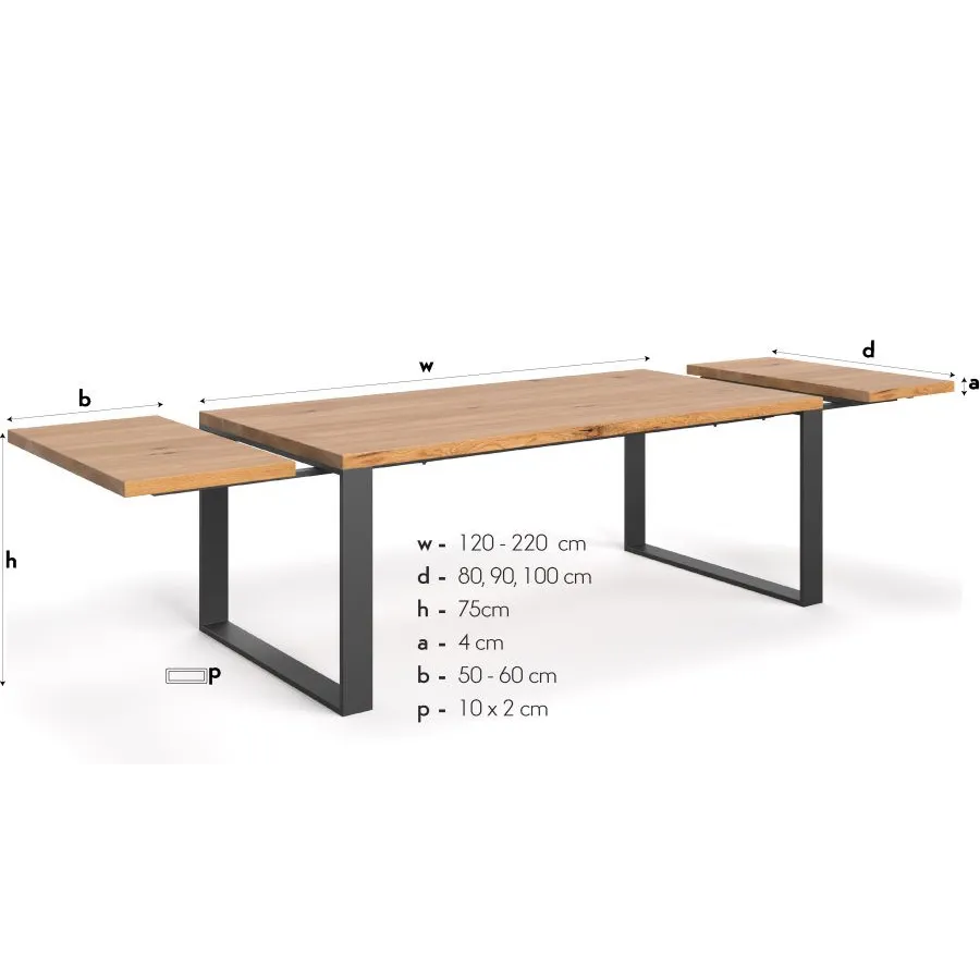 Table extensible bois avec deux rallonges collection EDGE