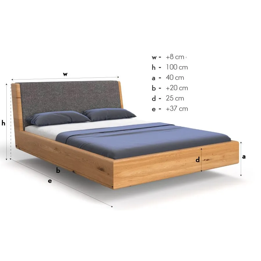Dimensions lit moderne bois massif collection Lugo