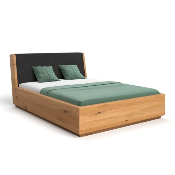Lit coffre bois tête de lit design coloris noir collection Lugo