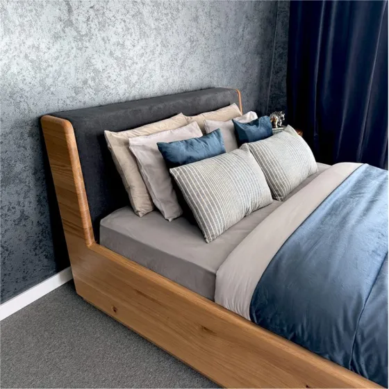 Lit design en bois avec coffre collection Lugo