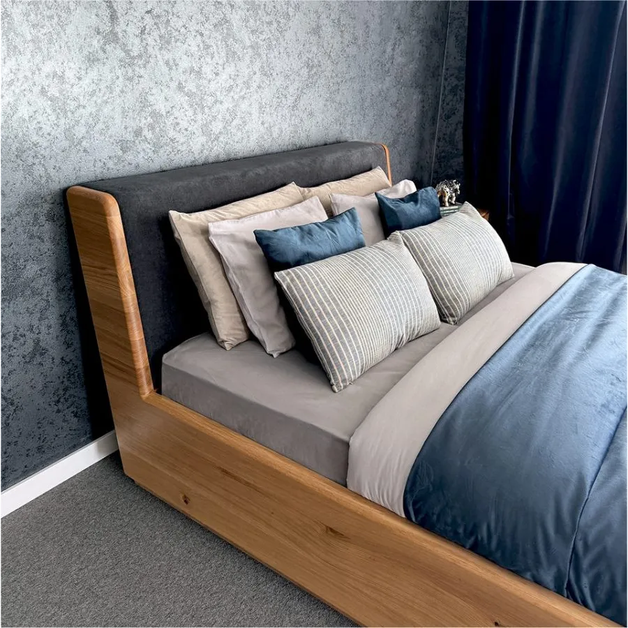 Lit design en bois avec coffre collection Lugo