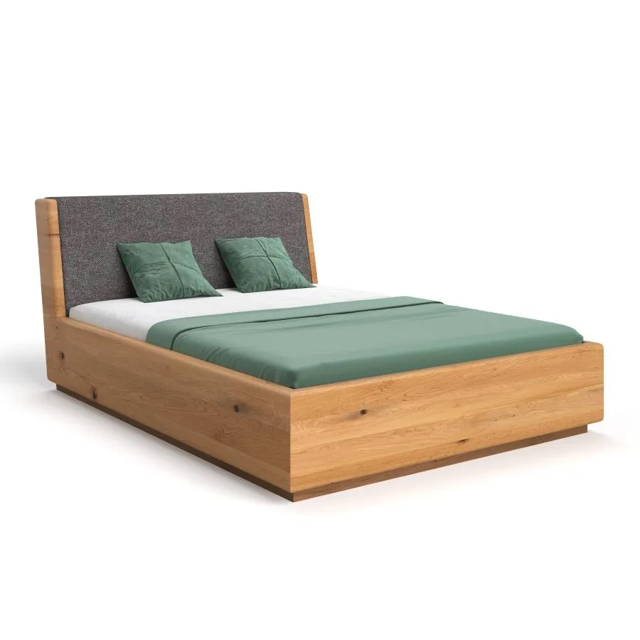 Lit coffre bois tête de lit design coloris gris collection Lugo