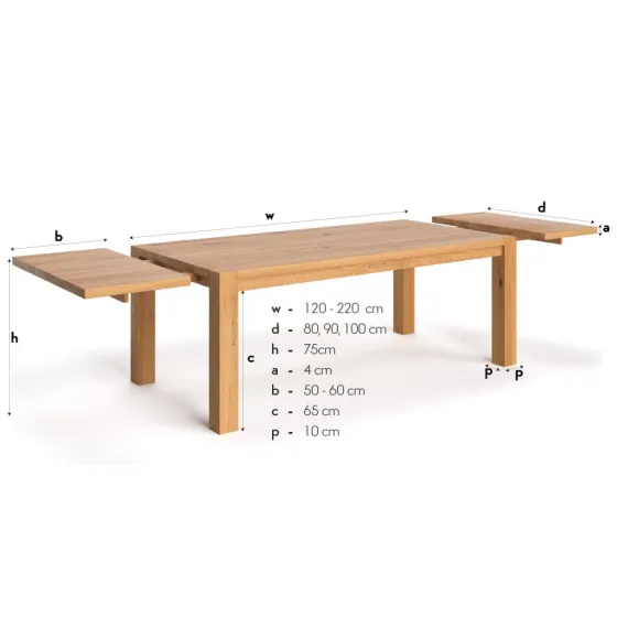 Table de repas avec rallonges collection DOMI