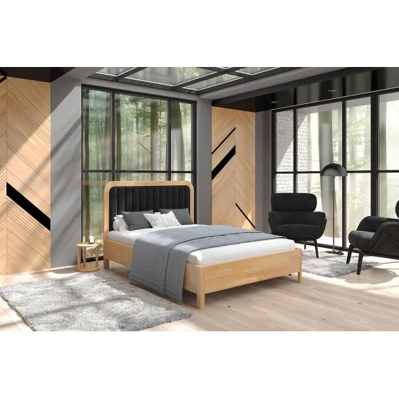 Lit 2 personnes en bois massif chambre adulte collection VERDE