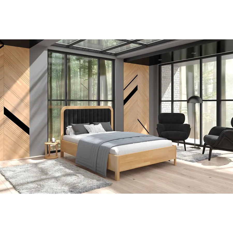 Lit 2 personnes en bois massif chambre adulte collection VERDE