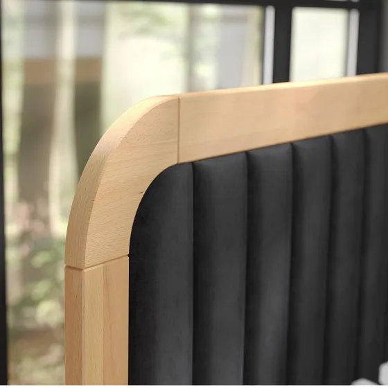 Tête de lit tissu noir pour lit en bois massif collection VERDE