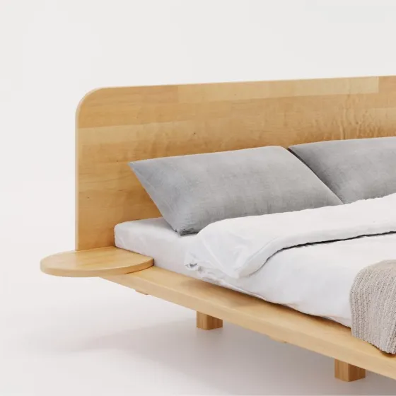 Lit avec chevets en bois integres collection KOBE