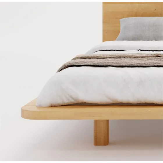 Lit bois massif design finition hêtre naturel Kobe