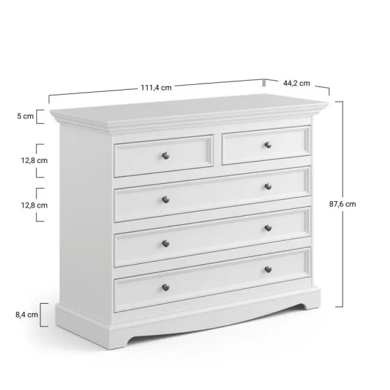 Dimensions commode en pin collection Ancona